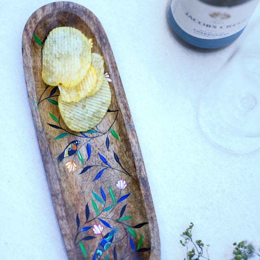 SINGING BIRD HAND-PAINTED SNACK PLATTER