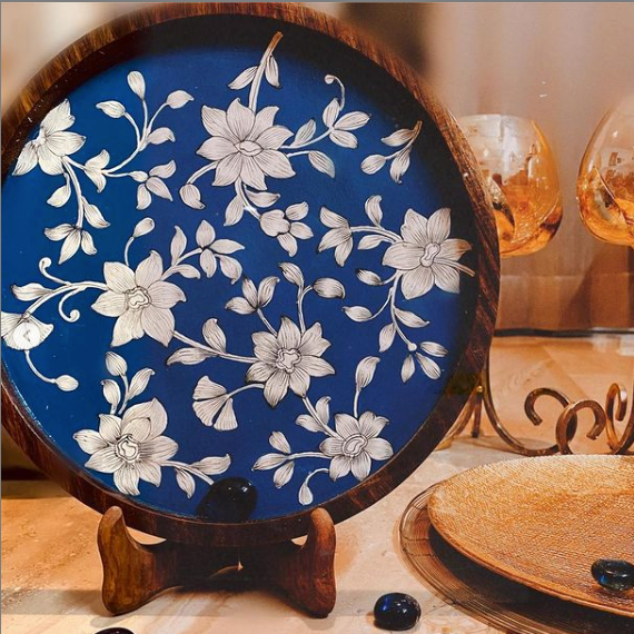 "AZRAQ" HAND-PAINTED MUTI-USE TRAY