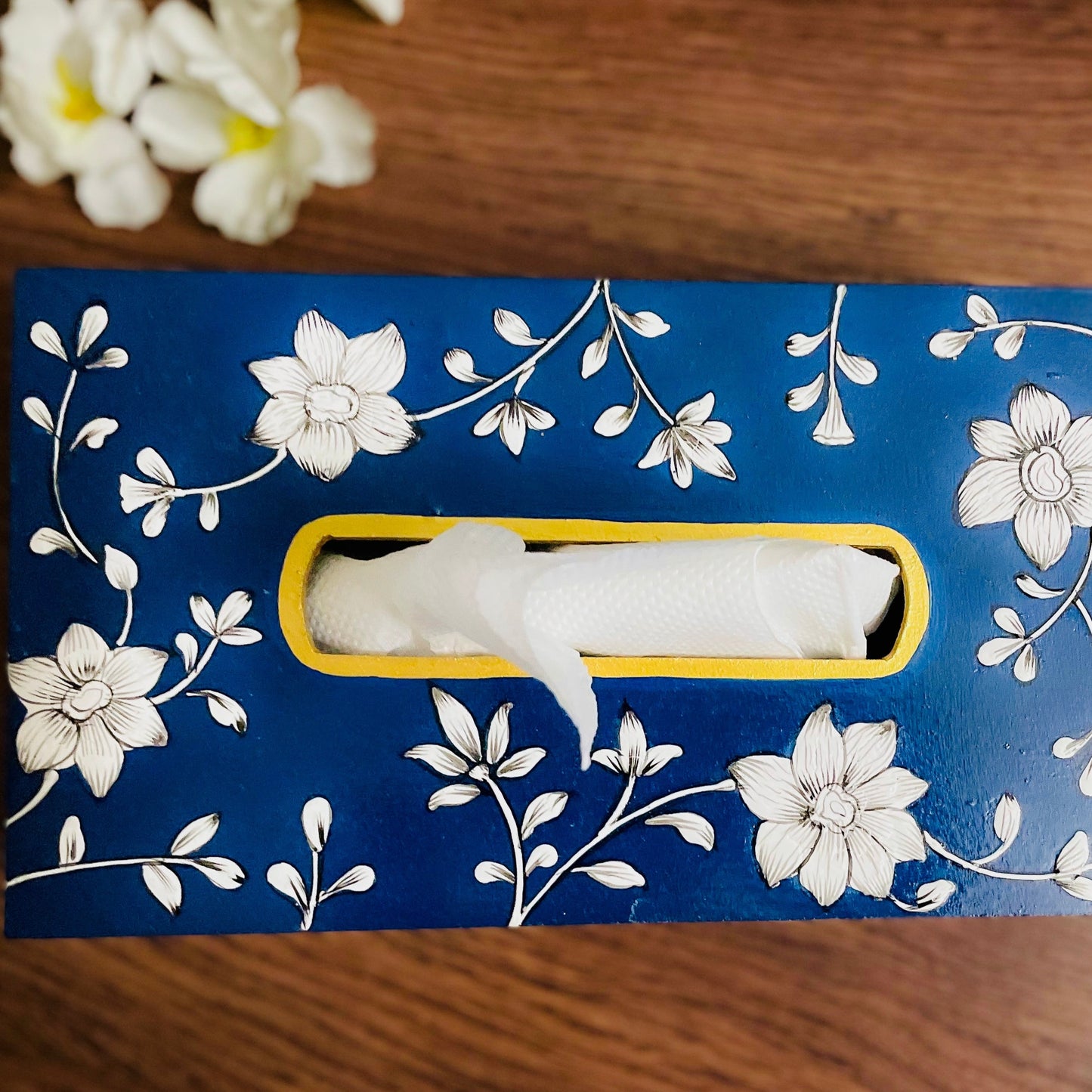 AZRAQ HAND-PAINTED TISSUE BOX