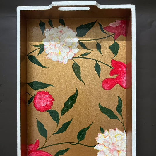 BLOOMING ROSES HAND-PAINTED SERVING TRAY