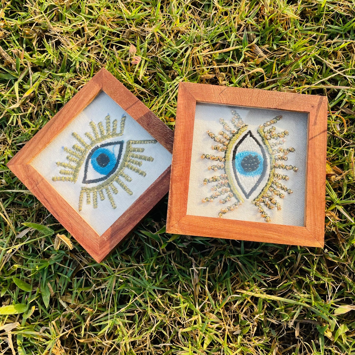 HAND-EMBROIDERED EVIL EYE  COASTER