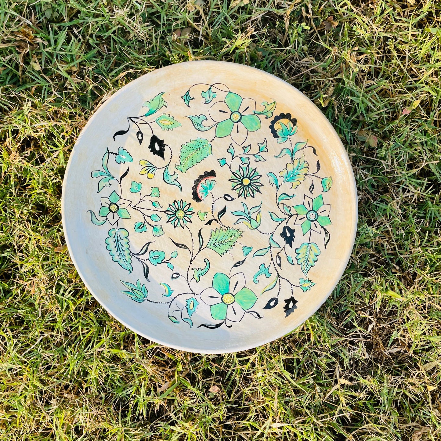 GREEN&GREY HAND-PAINTED MULTI-USE TRAY