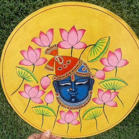 PICHWAI KRISHNA JI FACE-PAINTED WALL PLATE