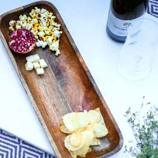 LONG MANGO WOOD SNACK PLATTER