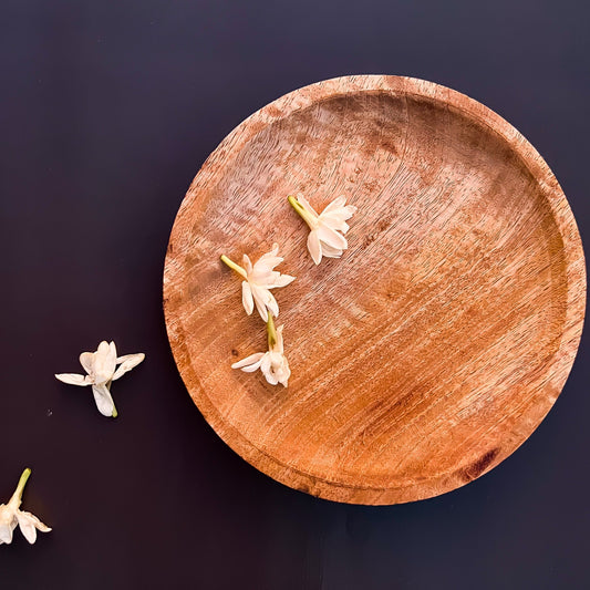 MANGO WOOD ROUND SNACK PLATE