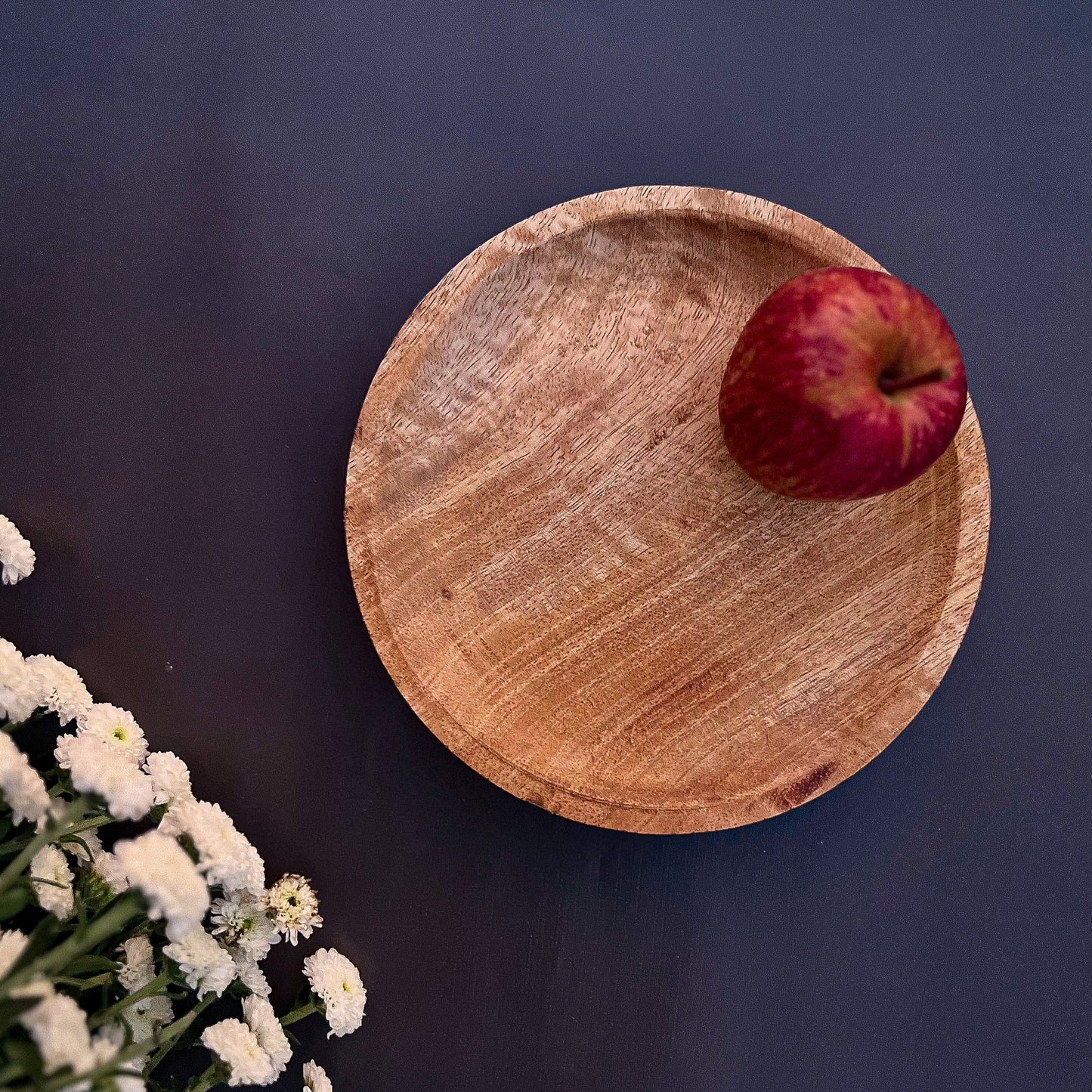 MANGO WOOD ROUND SNACK PLATE