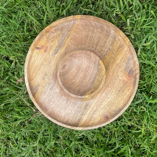 MANGO WOOD ROUND SNACK PLATTER