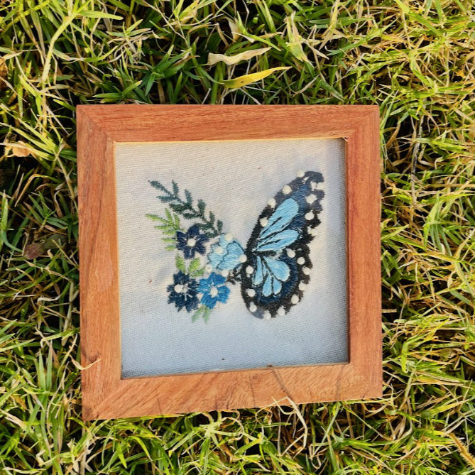 HAND-EMBROIDERED BUTTERFLY COASTER