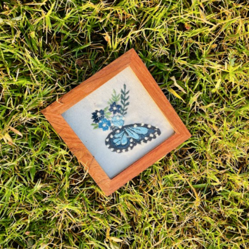 HAND-EMBROIDERED BUTTERFLY COASTER