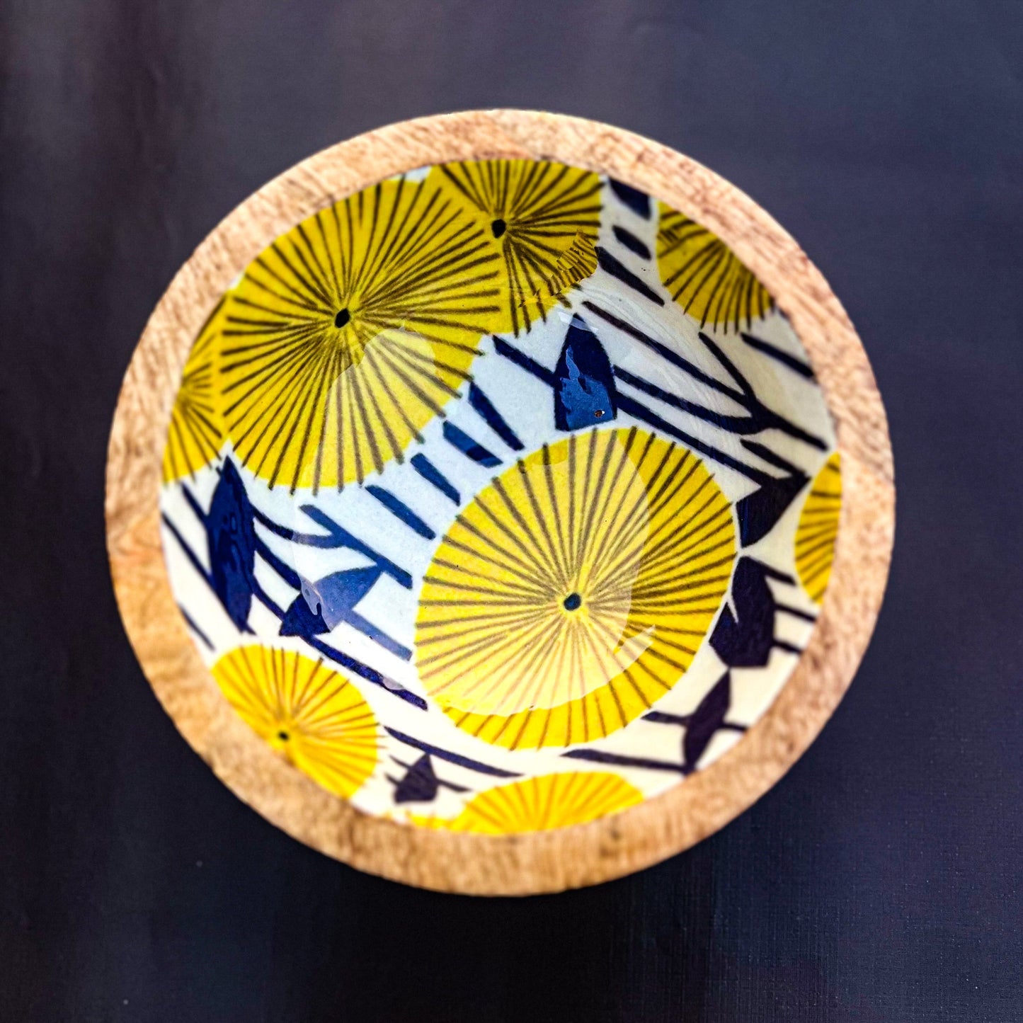 YELLOW BLUE BLOSSOMS SNACK BOWL