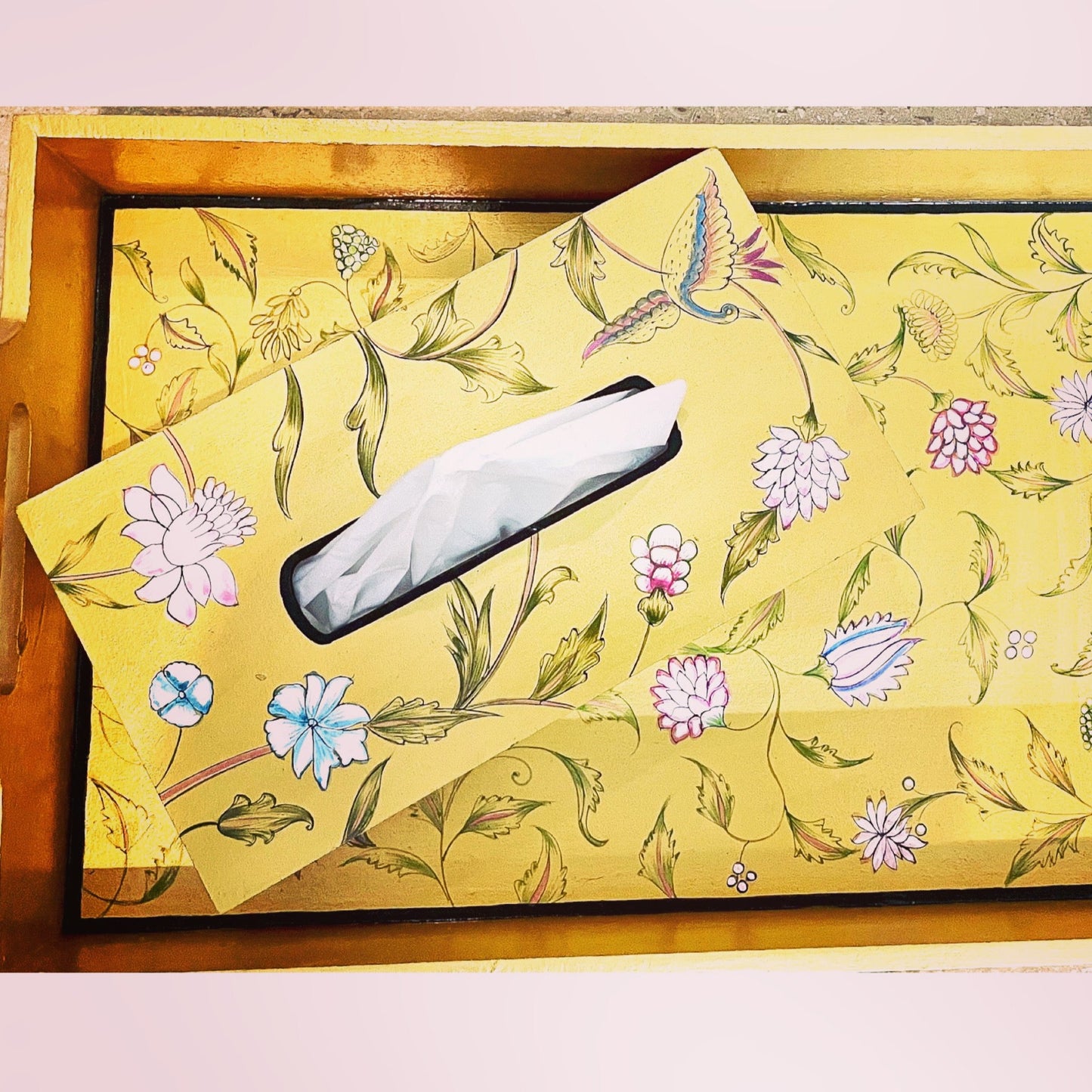 "ZAREEN" HAND-PAINTED TISSUE BOX